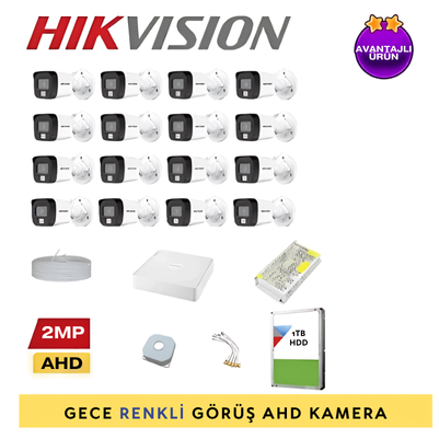 HİKVİSİON 16 KAMERALI COLORVU 2MP AHD GÜVENLİK KAMERA SETİ