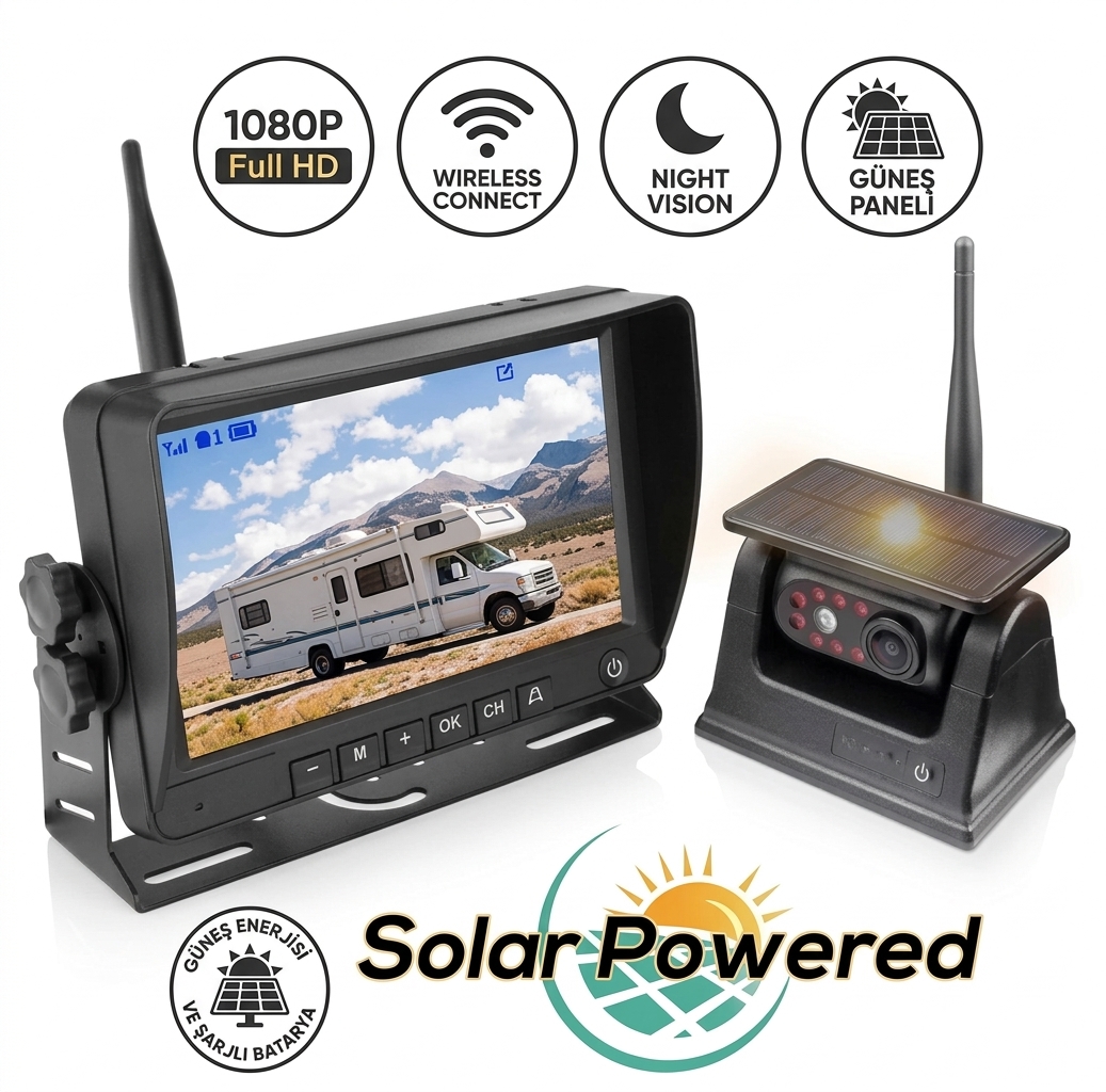 KABLOSUZ SOLAR ARAÇ KAMERA SETİ
