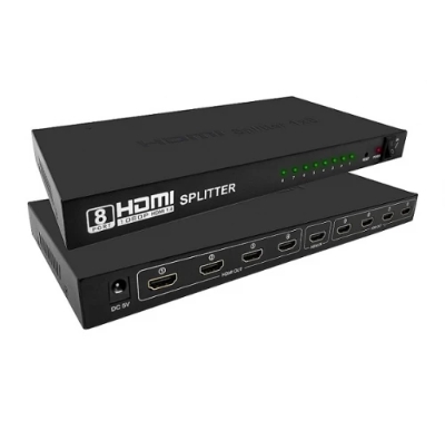 8 PORT 4K HDMI SPLİTTER ÇOKLAYICI ULTRA HD 2160P - ADAPTÖRLÜ METAL SLİM KASA - 1 GİRİŞ 8 ÇIKIŞ