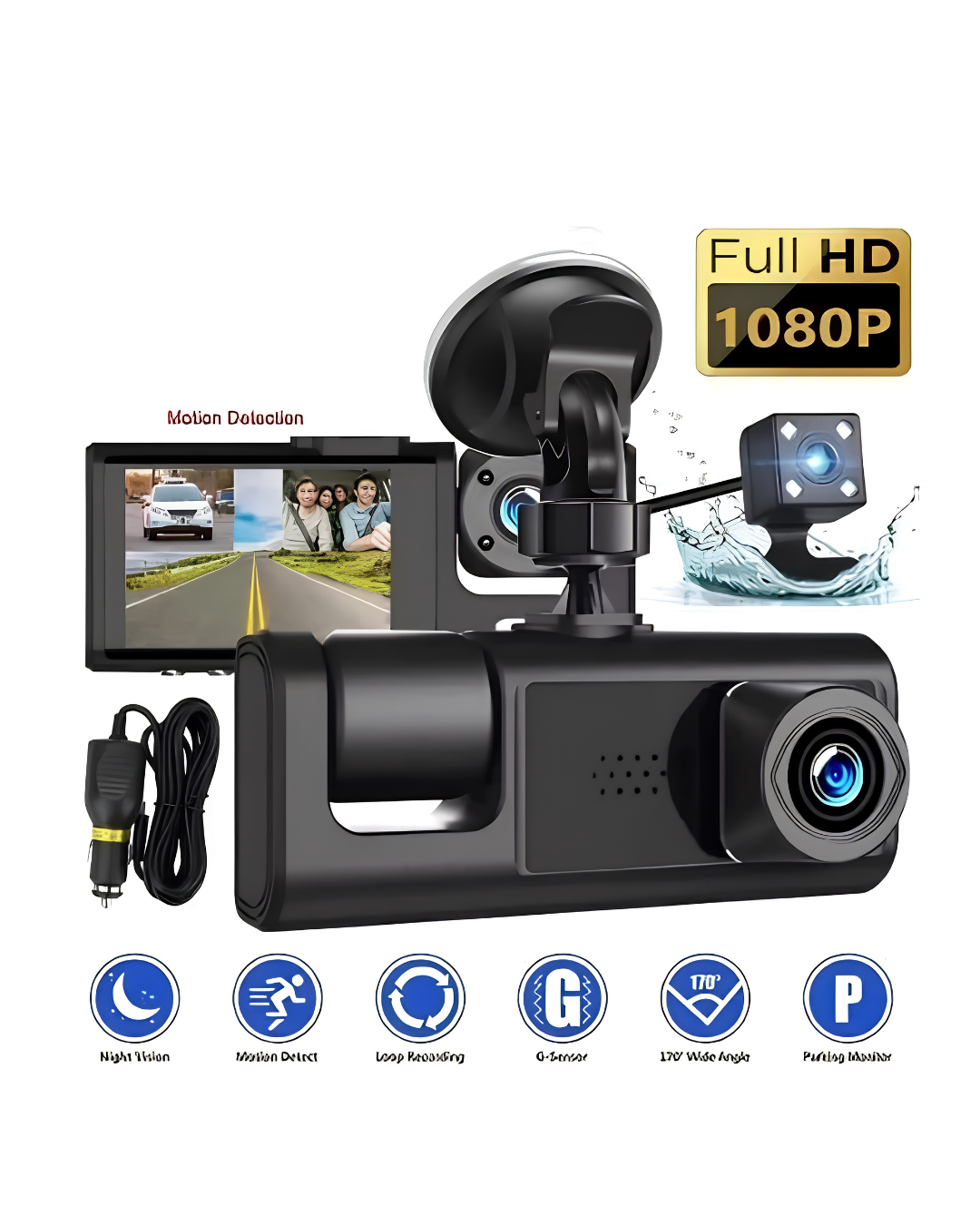 ARAÇ KAMERASI 3 KAMERALI 1080P LCD EKRANLI