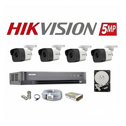 4 KAMERALI 5MP HD TVI HİKVİSİON GÜVENLİK KAMERA SETİ