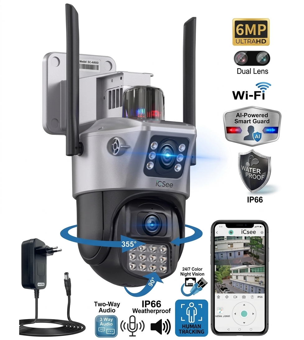 ÇİFT LENSLİ WİFİ AKLLI KAMERA 6MP