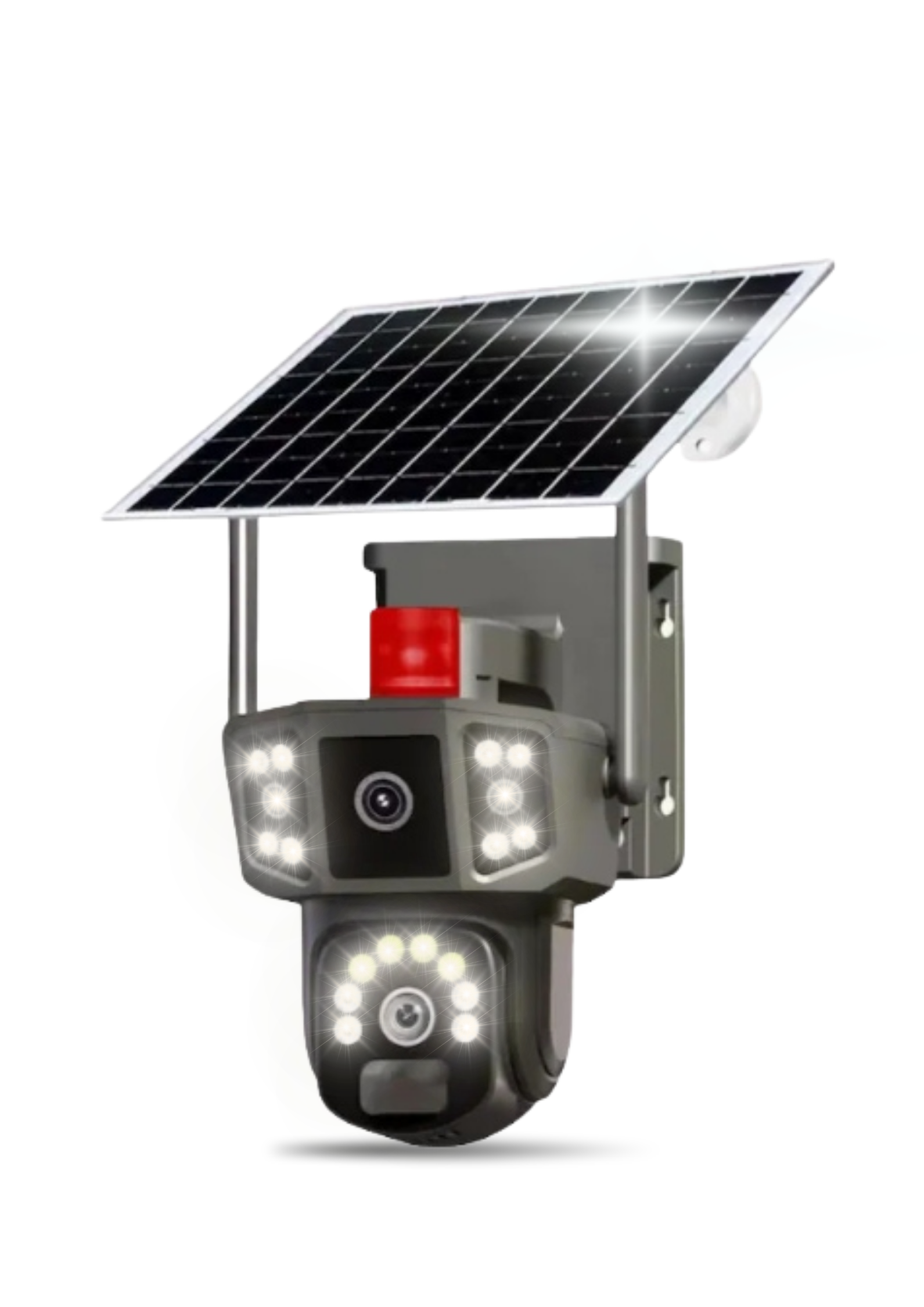 4G SİM KARTLI GÜNEŞ ENERJİLİ ALARM SİRENLİ ÇİFT LENSLİ PTZ GÜVENLİK KAMERASI | 360° DÖNER | FULL COLOR GECE GÖRÜŞ | HAREKET TAKİP | İKİ YÖNLÜ SES