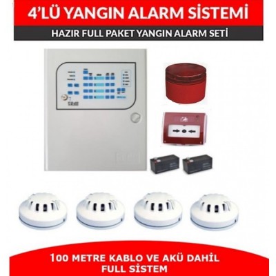 4'lü Yangın Alarm Sistemi - Hazır Full Paket