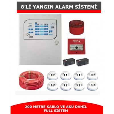 8 Lİ Yangın Alarm Sistemi - Hazır Full Paket