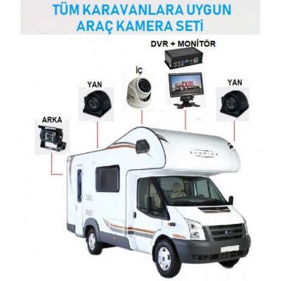 4 Kameralı Kayıtlı Karavan Kamera Sistemi