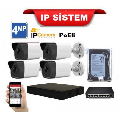  4 Kameralı 4MP ULTRAHD IP Kamera Seti