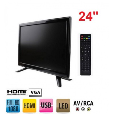 24 inç Monitör FullHD Vga-HDMI-AV-USB Led Tv ISS-2090