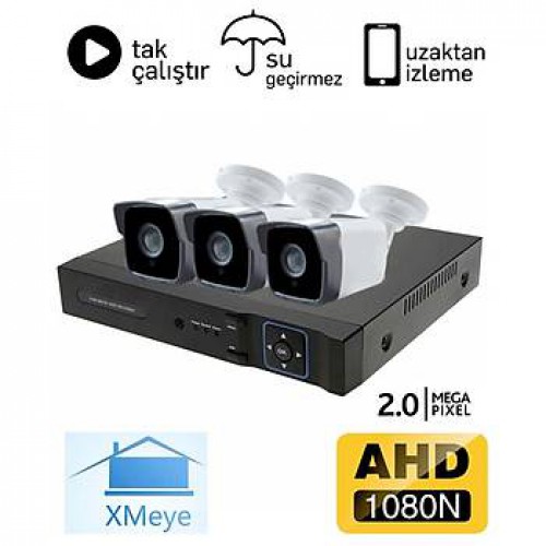 3 Kameralı 2.0mp AHD Eco Paket Kamera Sistemi 