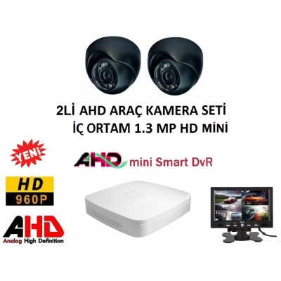 2 KAMERALI 1.3MP AHD HD İÇORTAM OTO ARAÇ SETİ