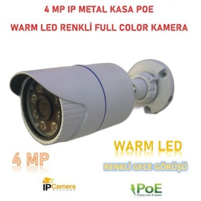 4 MP WARM LED IP POE METAL KASA BULLET GÜVENLİK KAMERASI FULL COLOR