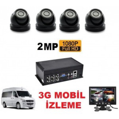 2MP 4'LÜ AHD Okul Servis Oto Araç Kamera Sistemi