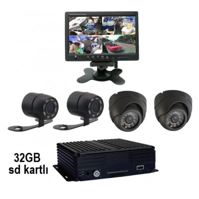 MC-4 4 Kameralı Araç Kamera Seti Sd Kartlı