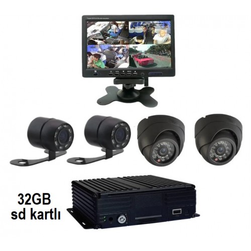 MC-4 4 Kameralı Araç Kamera Seti Sd Kartlı