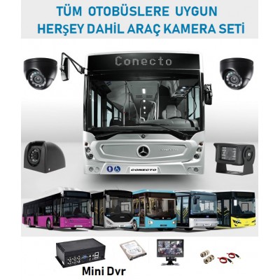 4 Kameralı Ahd Kayıtlı Otobüs Kamera Seti