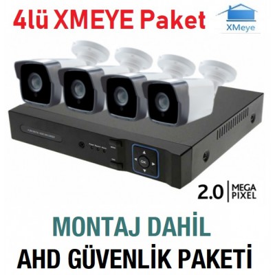 ICM-4 4 Kameralı XMEYE Paket Güvenlik Sistemi MONTAJ DAHİL