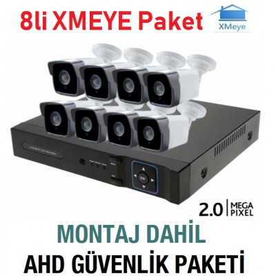 ICM-8 8 Kameralı XMEYE Paket Güvenlik Sistemi Montaj Dahil