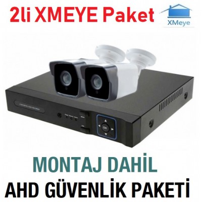 ICM-2  2 Kameralı XMEYE Paket Güvenlik Sistemi MONTAJ DAHİL