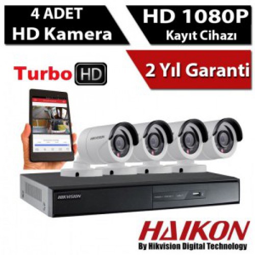 4 KAMERALI HAIKON FULLHD 2MP 1080P KAMERA GÜVENLİK SİSTEMİ