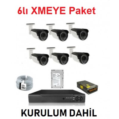 ICM-6 6 Kameralı XMEYE Paket Güvenlik Sistemi MONTAJ DAHİL
