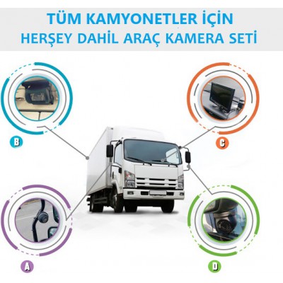 3 Kameralı Kayıtlı Kamyonet Araç Kamera Sistemi