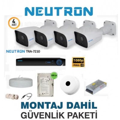MONTAJ DAHİL 4 Neutron AHD Kameralı 2MP Güvenlik Sistemi