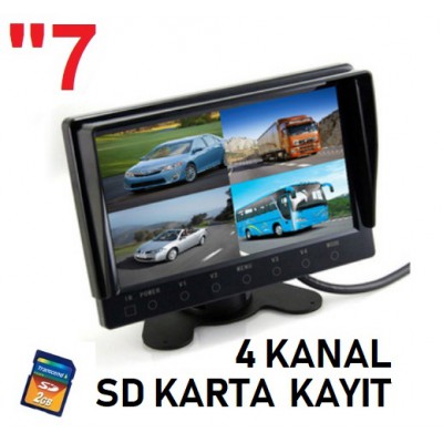 7 inç 4 Kanal Kayıtlı Monitör, 4 KAMERA GİRİŞ