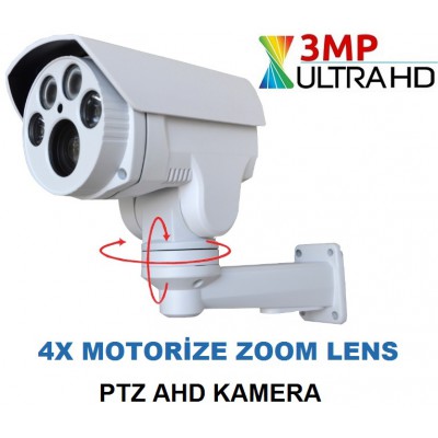 3 MP AHD UltraHD 1080P 4X Motorize Zoom PTZ Kamera